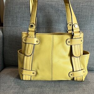 TIGNANELLO Yellow Shoulder Bag 12”x9”x5” Preloved.